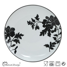 Projeto preto &amp; branco da flor prato de jantar cerâmico